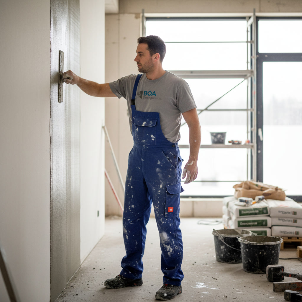Handwerker bei professionellen Gipserarbeiten